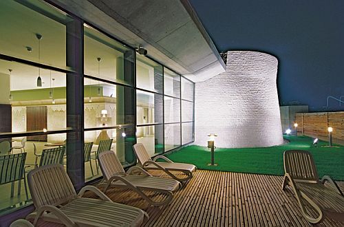 Saliris Resort Hotel Terrasse mit Blick auf den Salzberg